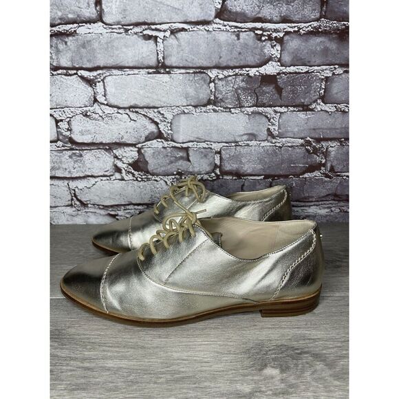 COLE HAAN Go To Collection Arden Gold Metallic Leather Oxfords Women Sz 10B US - Picture 1 of 16
